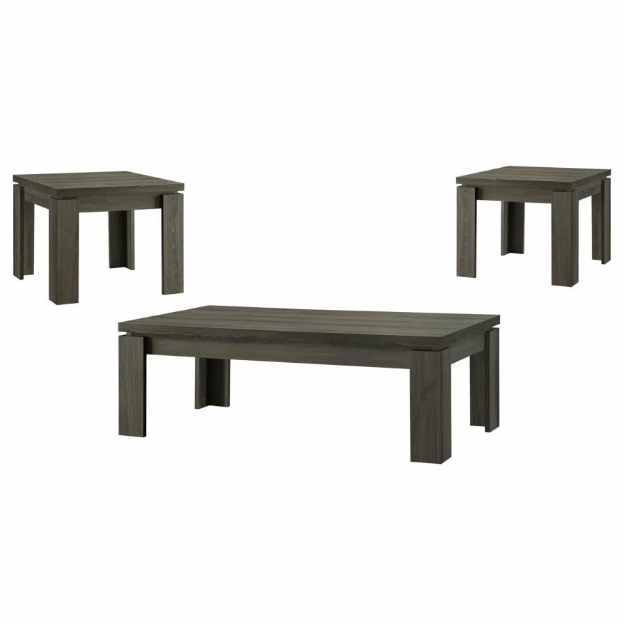 Living Room Coaster Z2 Premium | G701686 Occasional Table Sets Contemporary Distressed Grey Three Piece Set