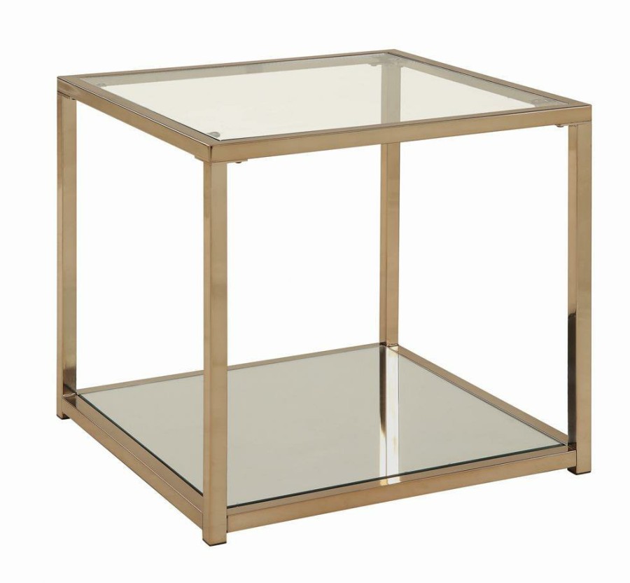 Living Room Coaster Z2 Premium | Calantha Modern Chocolate Chrome End Table