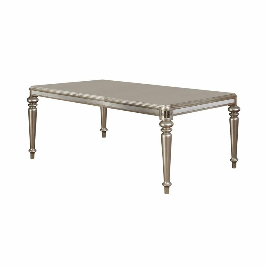 Dining Room Coaster Z2 Premium | Bling Game Hollywood Glam Metallic Platinum Dining Table