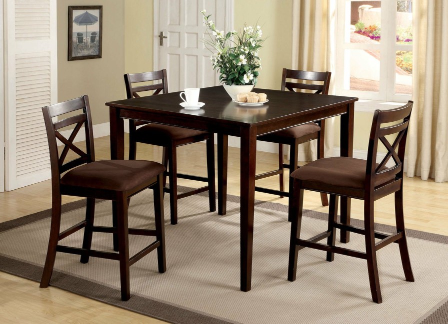 Dining Room FOA East | Weston I Espresso 5 Pc. Counter Ht. Table Set