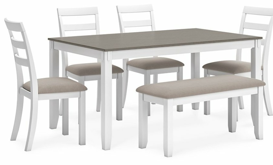 Dining Room Ashley Furniture | Stonehollow Dining Table And Chairs With Bench (Set Of 6)