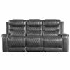 Living Room Homelegance (Homerica East) | Homelegance Furniture Putnam Power Double Reclining Sofa With Drop-Down In Gray 9405Gy-3Pw