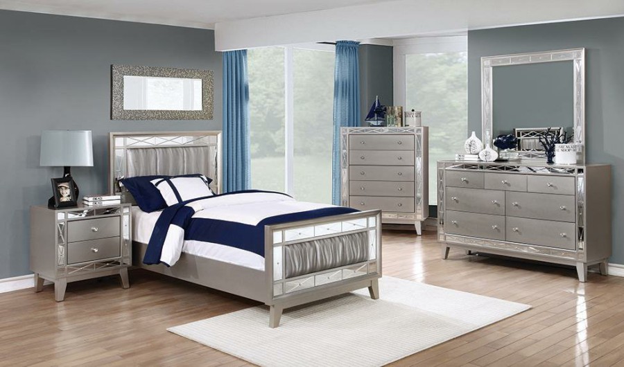 Bedroom Coaster Z2 Premium | Leighton Contemporary Metallic Twin Four Piece Set