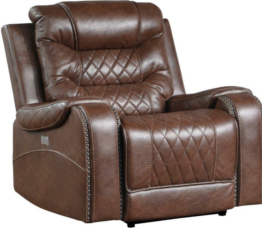 Living Room Homelegance (Homerica East) | Homelegance Furniture Putnam Power Reclining Chair In Brown 9405Br-1Pw