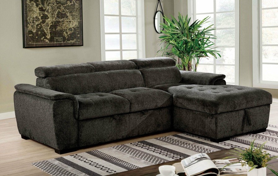 Living Room FOA East | Patty Sectional, Dark Gray