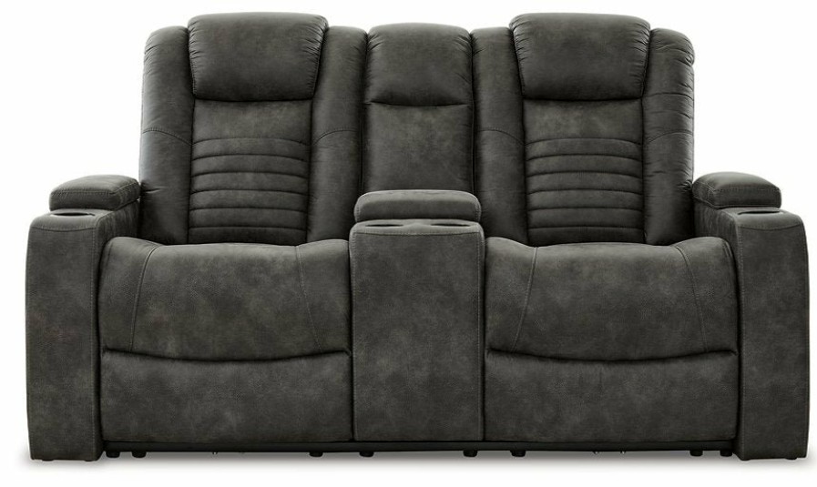 Living Room Ashley Furniture | Soundcheck Power Reclining Loveseat With Console