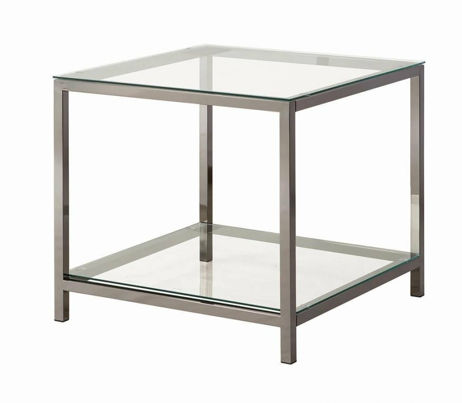 Living Room Coaster Z2 Premium | G720228 Contemporary Black Nickel Side Table