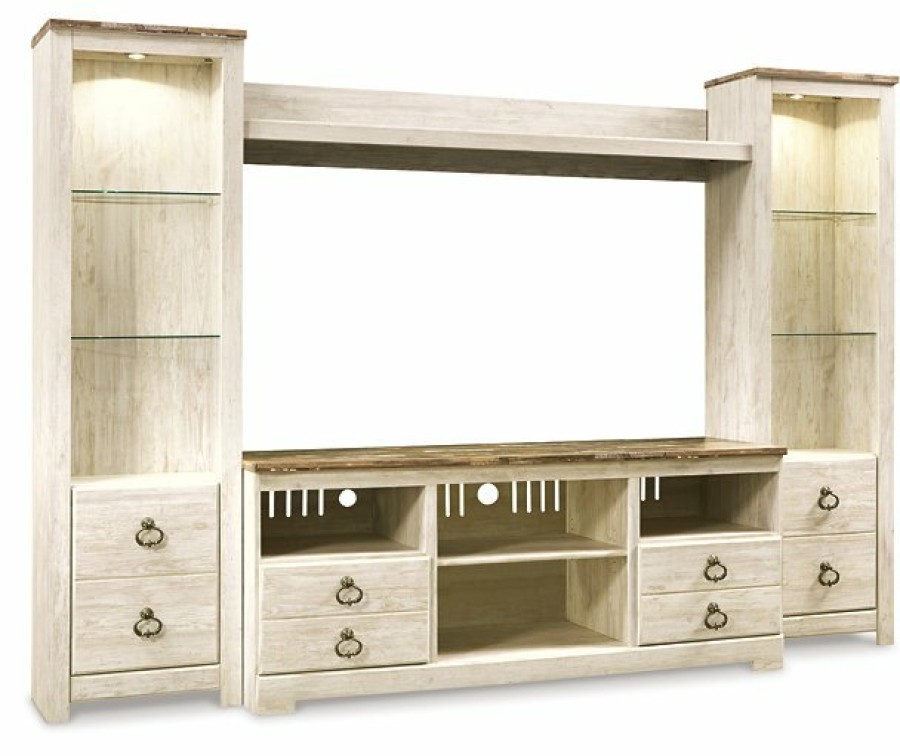 Entertainment Ashley Furniture | Willowton 4-Piece Entertainment Center