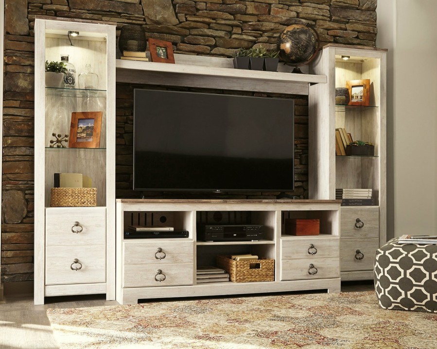 Entertainment Ashley Furniture | Willowton 4-Piece Entertainment Center