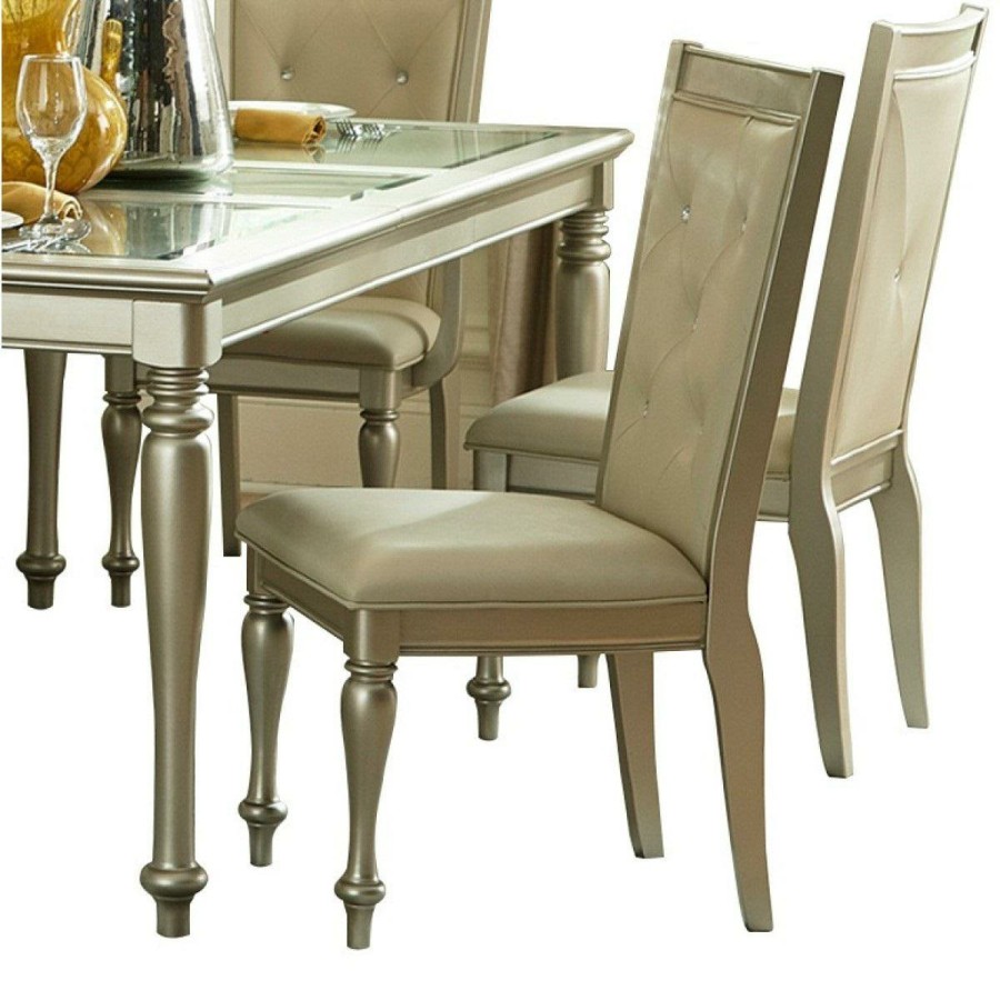 Living Room Homelegance (Homerica East) | Homelegance Celandine Side Chair In Silver (Set Of 2)