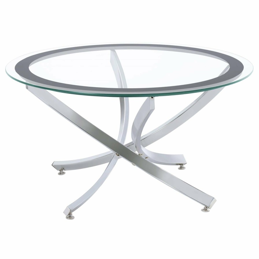 Living Room Coaster Z2 Premium | Glass Top Chrome Coffee Table