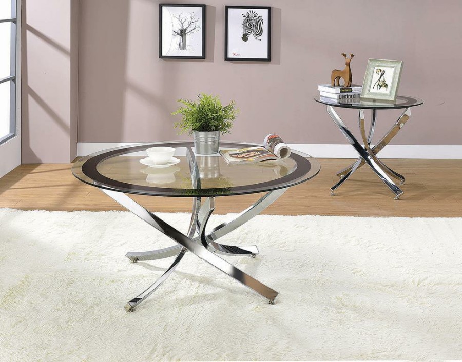 Living Room Coaster Z2 Premium | Glass Top Chrome Coffee Table