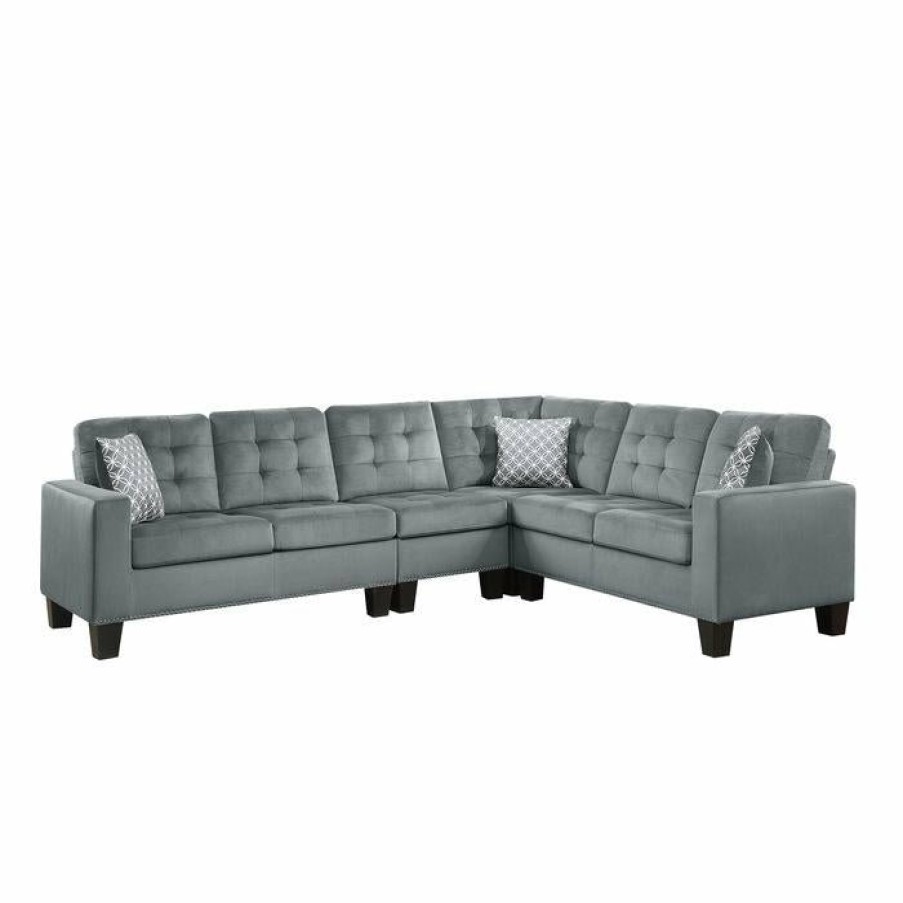 Living Room Homelegance (Homerica East) | Homelegance Furniture Lantana 2-Piece Reversible Sectional In Gray 9957Gy*Sc