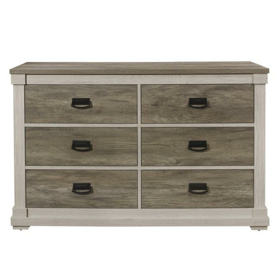 Bedroom Homelegance (Homerica East) | Homelegance Arcadia Dresser In White & Weathered Gray 1677-5