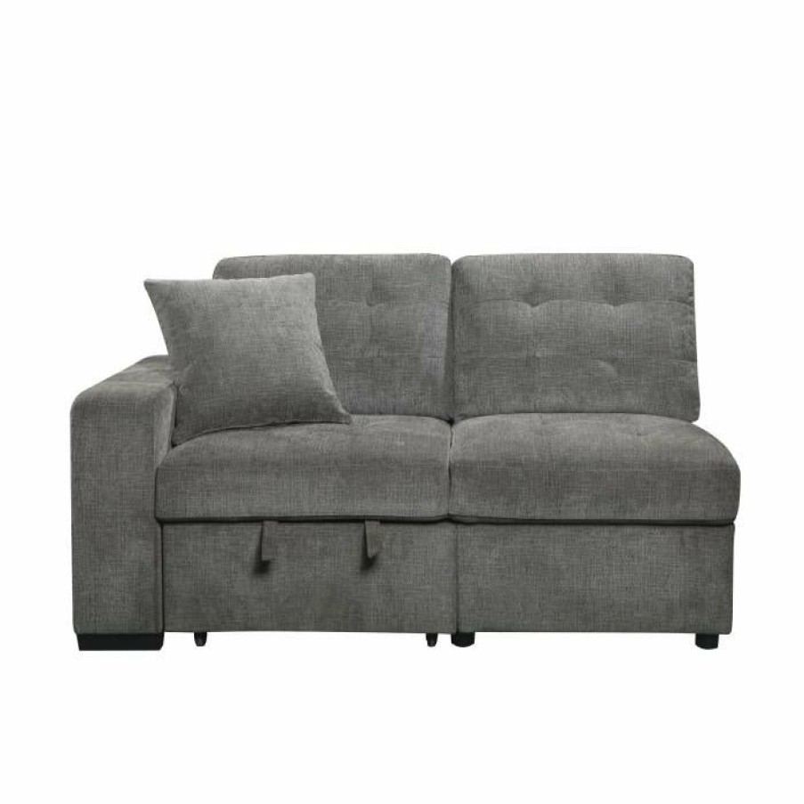 Living Room Homelegance (Homerica East) | Homelegance Furniture Logansport Left Side 2-Seater With Pull-Out Ottoman And 1 Pillow In Gray 9401Gry-2L