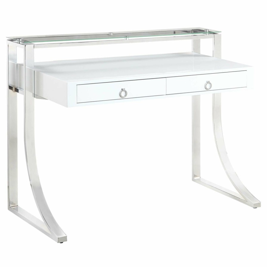 Home Office Coaster Z2 Premium | G802141 Contemporary Glossy White Writing Desk