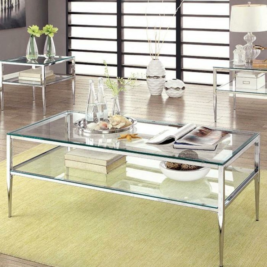 Living Room FOA East | Tanika Chrome Coffee Table, Chrome