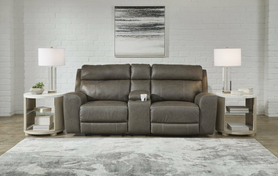 Living Room Ashley Furniture | Roman Power Reclining Loveseat With Console