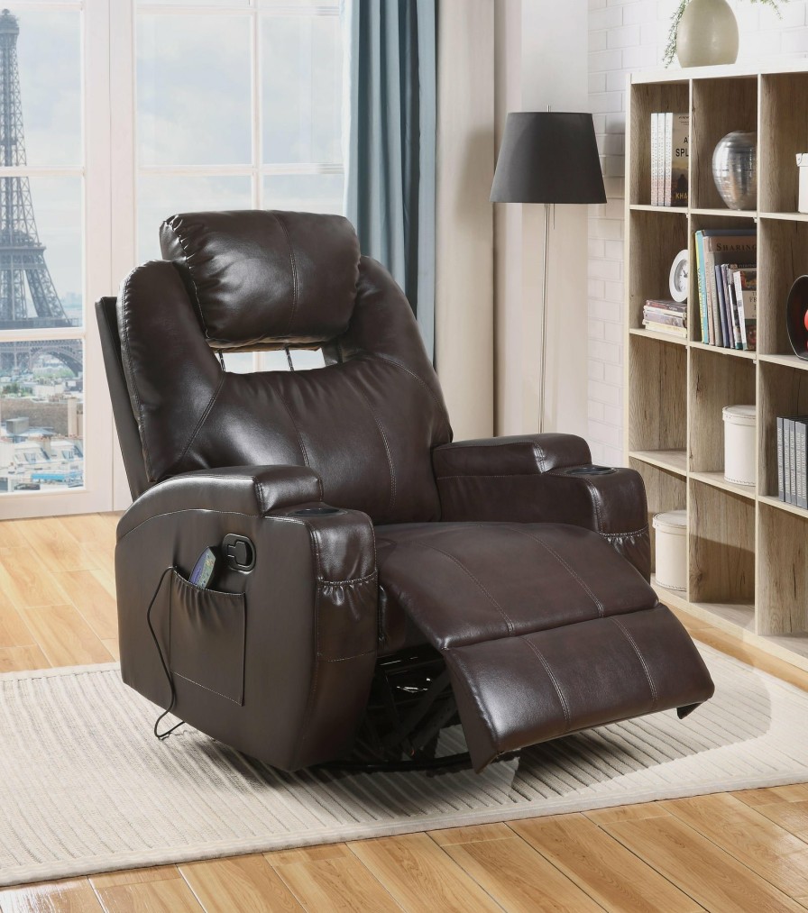 Living Room ACME East | Waterlily Brown Pu Rocker Recliner (Motion)