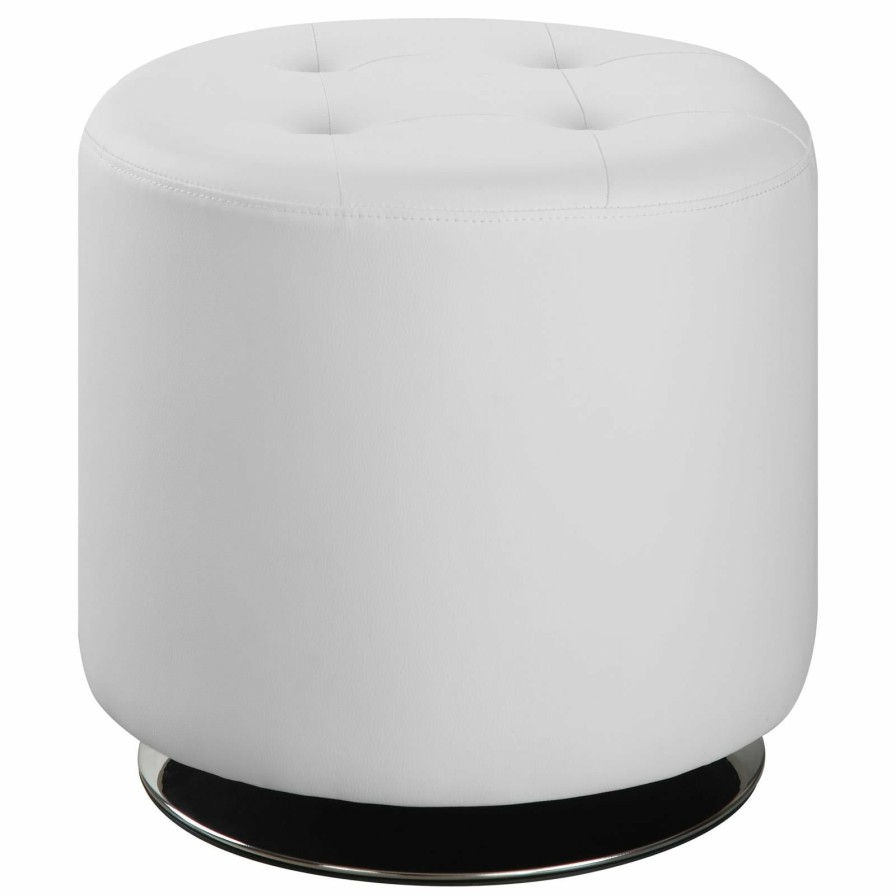 Living Room Coaster Z2 Premium | G500554 Contemporary White Round Ottoman