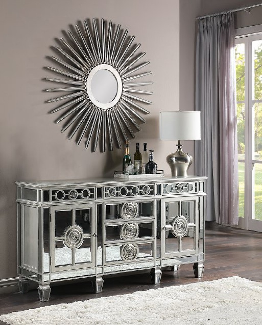 Dining Room ACME | Varian Mirrored & Antique Platinum Server