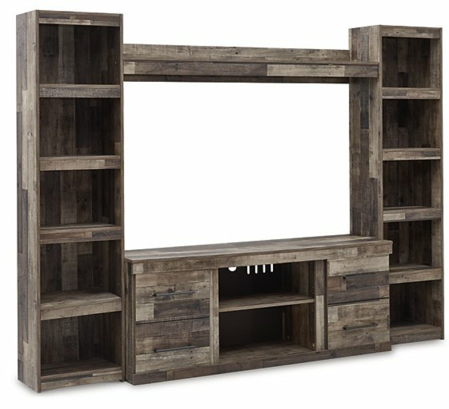 Entertainment Ashley Furniture | Derekson 4-Piece Entertainment Center