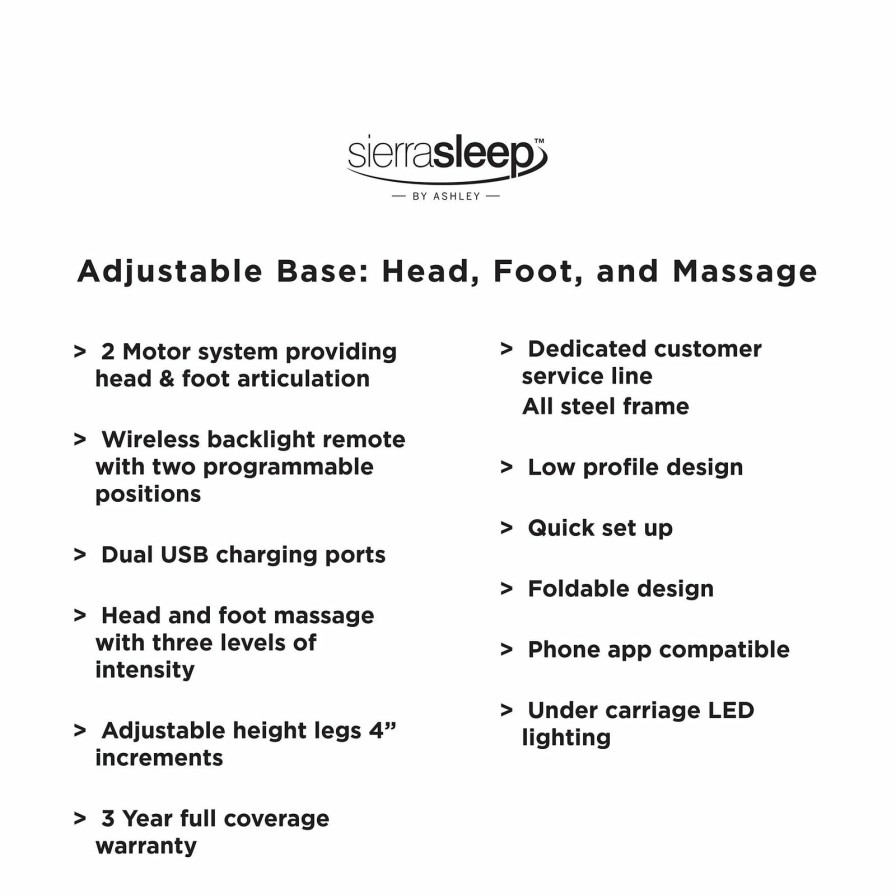 Mattress Ashley Furniture | Head-Foot Model Better Adjustable Base