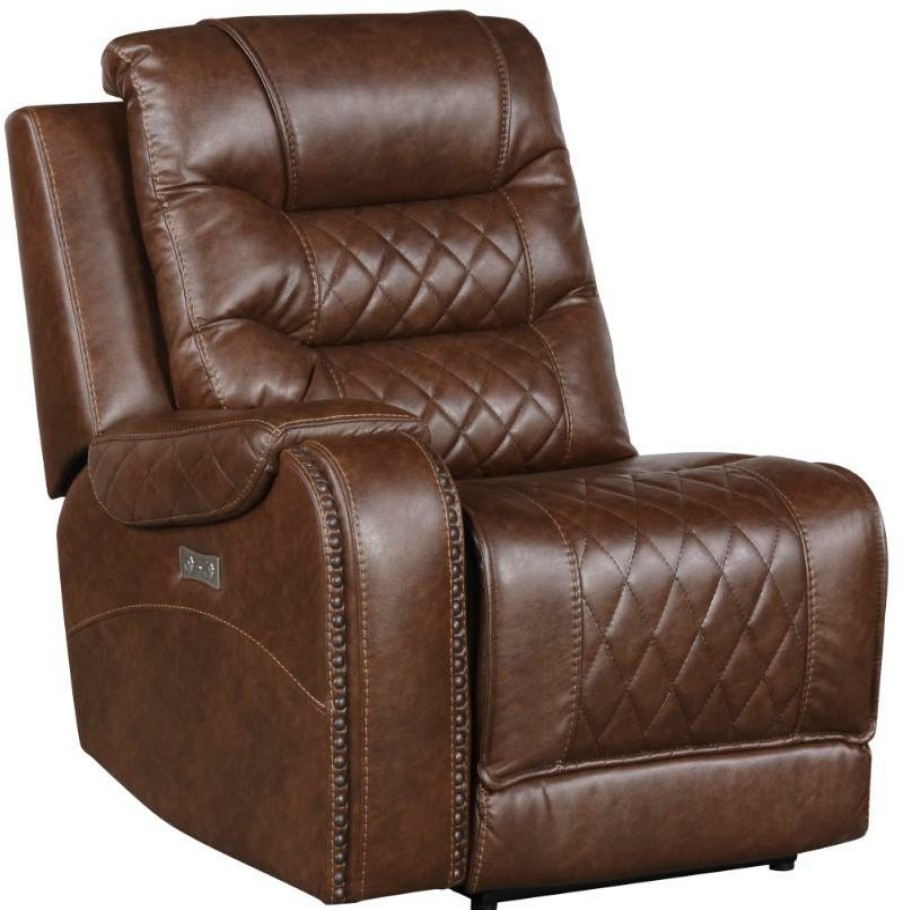 Living Room Homelegance (Homerica East) | Homelegance Furniture Putnam Power Left Side Reclining Chair With Usb Port In Brown 9405Br-Lrpw