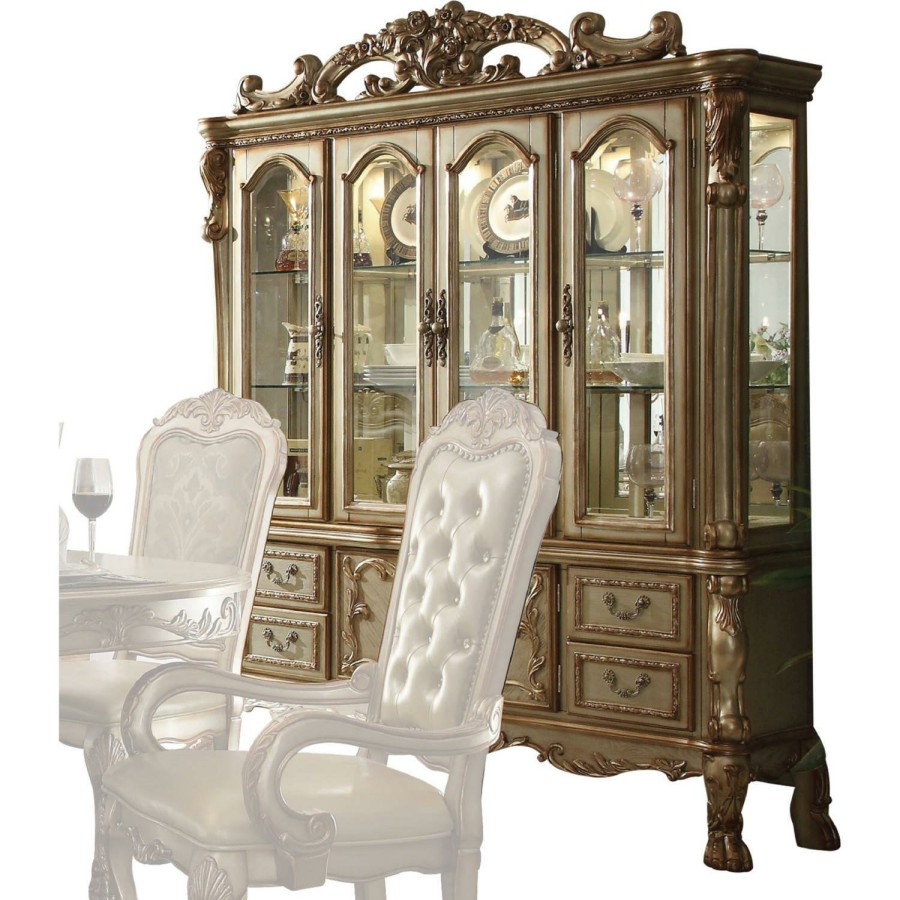 Dining Room ACME | Acme Dresden Buffet W/ Hutch In Gold Patina 63155