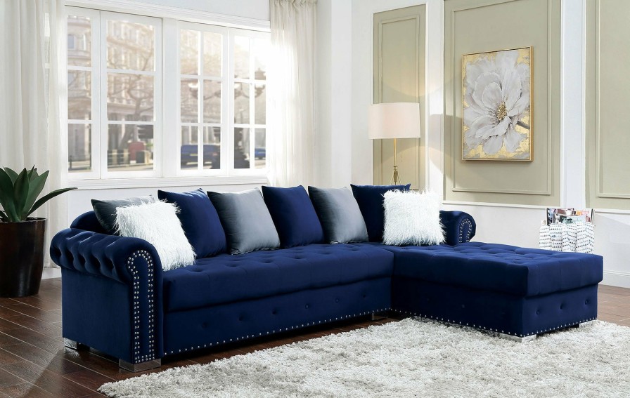 Living Room FOA East | Wilmington Sectional, Blue