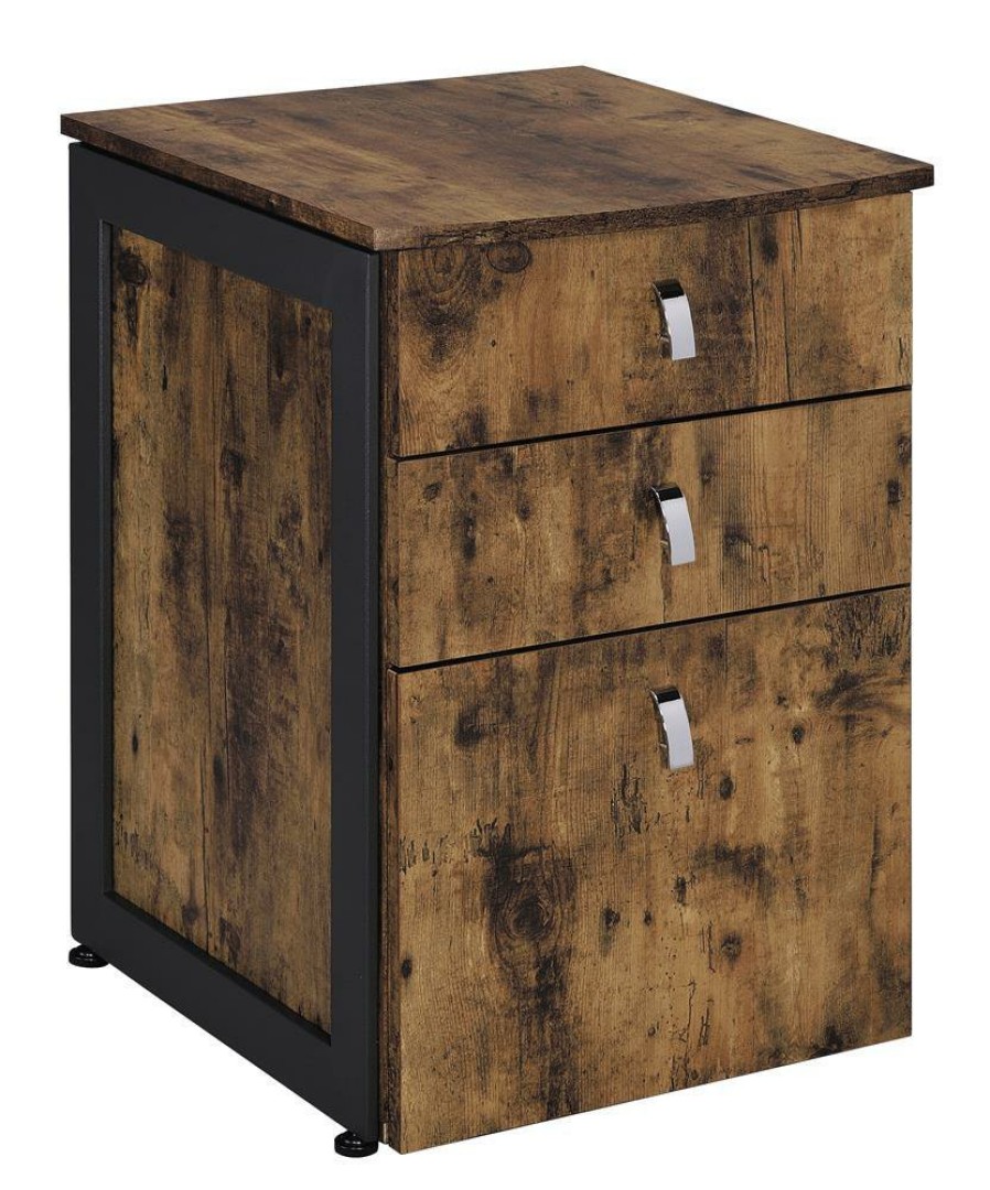 Home Office Coaster Z2 Premium | Estrella Industrial Antique Nutmeg File Cabinet