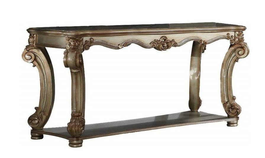 Living Room ACME | Acme Vendome Sofa Table In Gold Patina 83002