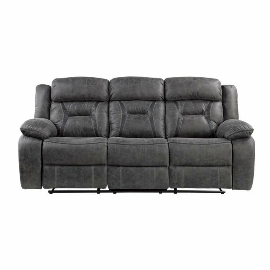 Living Room Homelegance (Homerica East) | Homelegance Furniture Madrona Hill Double Reclining Sofa In Gray 9989Gy-3