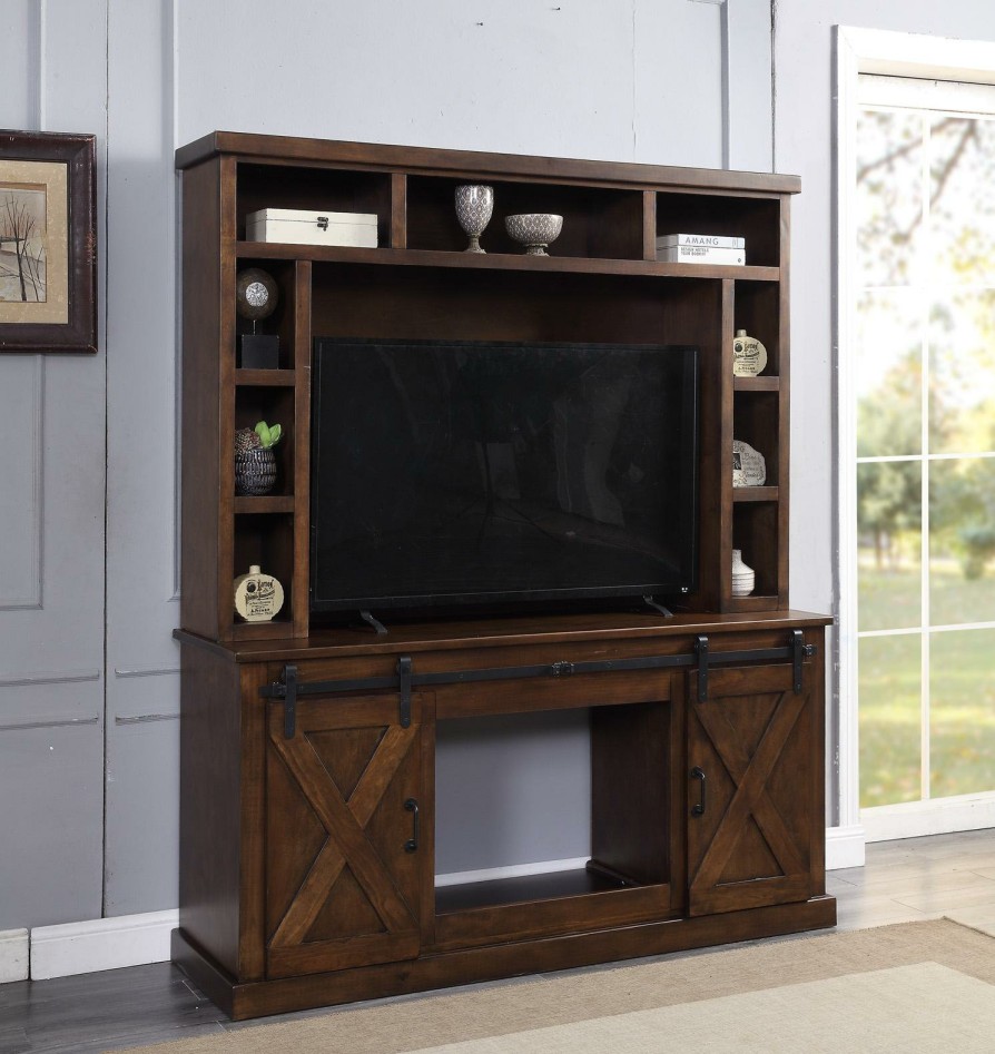 Entertainment ACME | Aksel Walnut Entertainment Center W/Fireplace