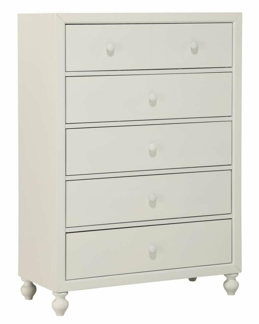 Bedroom Homelegance (Homerica East) | Homelegance Wellsummer 5 Drawer Chest In White 1803W-9