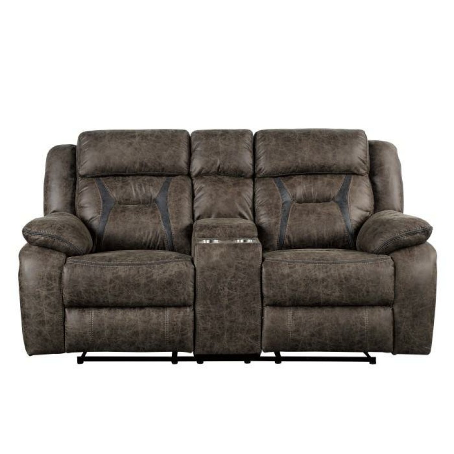 Living Room Homelegance (Homerica East) | Homelegance Furniture Madrona Double Reclining Loveseat In Dark Brown 9989Db-2