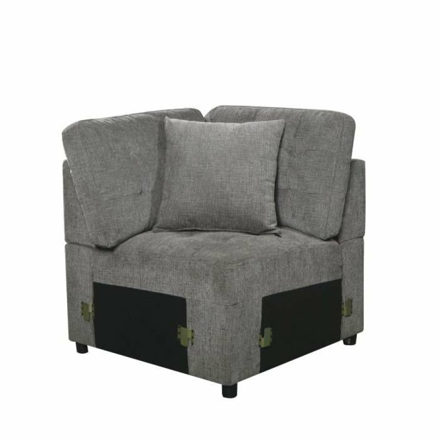 Living Room Homelegance (Homerica East) | Homelegance Furniture Logansport Corner Seat With 1 Pillow In Gray 9401Gry-Cr