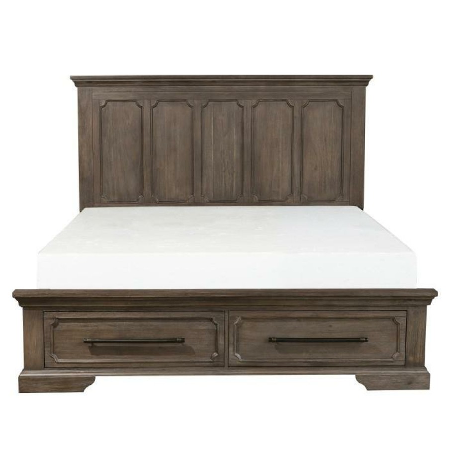 Bedroom Homelegance (Homerica East) | Homelegance Taulon Queen Platform Bed With Footboard Storage In Dark Oak 5438-1*