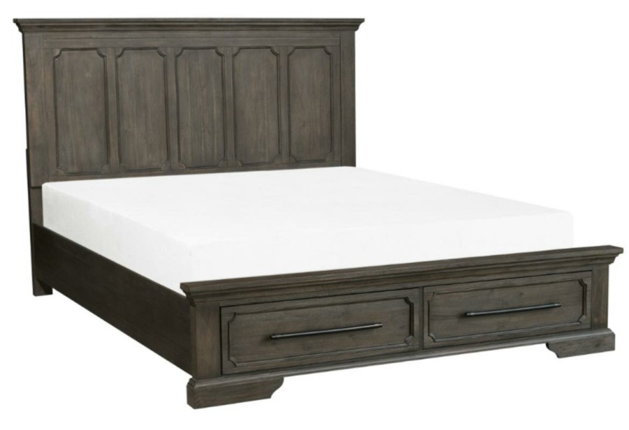 Bedroom Homelegance (Homerica East) | Homelegance Taulon Queen Platform Bed With Footboard Storage In Dark Oak 5438-1*