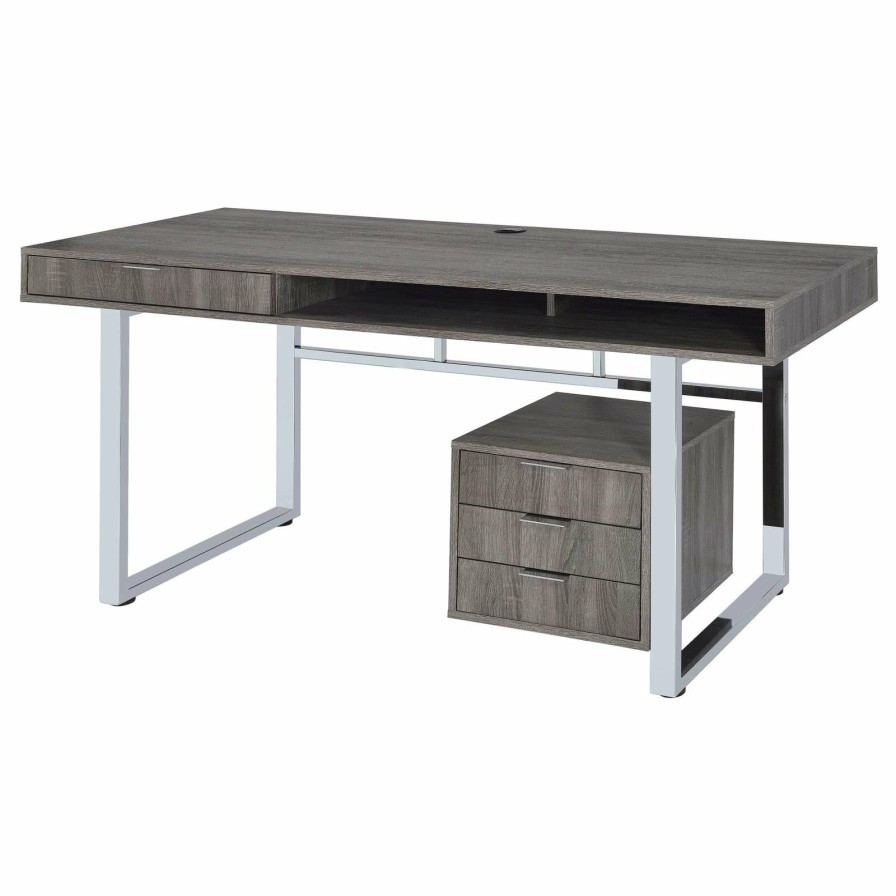 Home Office Coaster Z2 Premium | G801897 Contemporary Weathered Grey Writing Desk