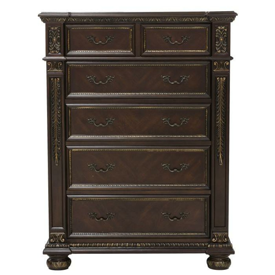 Bedroom Homelegance (Homerica East) | Homelegance Catalonia 5 Drawer Chest In Cherry 1824-9