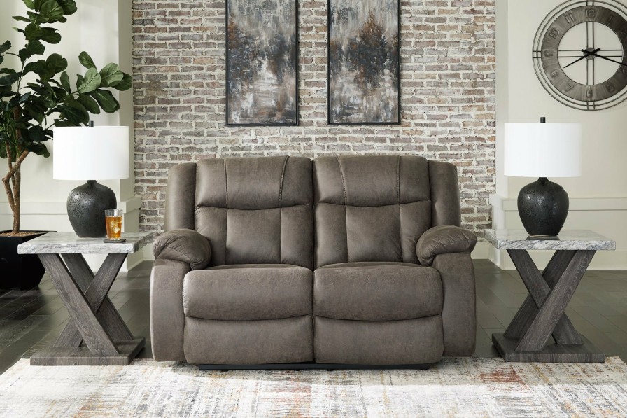 Living Room Ashley Furniture | First Base Reclining Loveseat