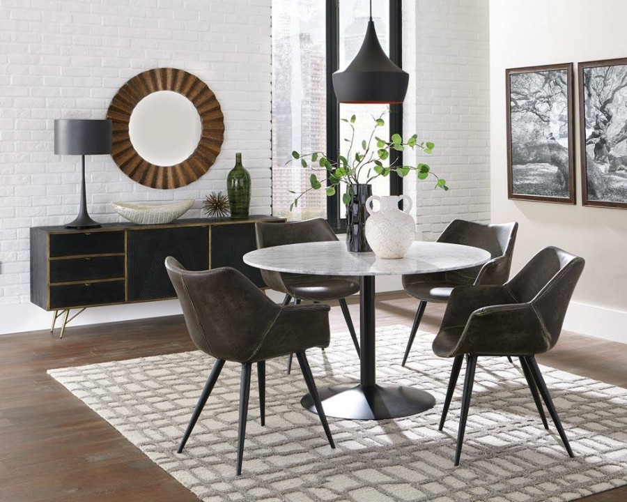 Dining Room Coaster Z2 Premium | Modern White And Black Dining Table