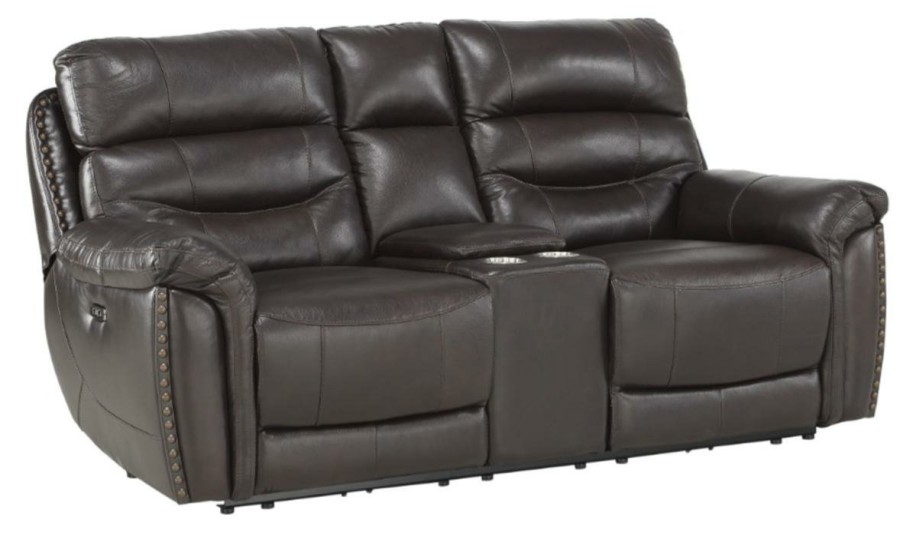 Living Room Homelegance (Homerica East) | Homelegance Furniture Lance Power Double Reclining Loveseat With Power Headrests In Brown