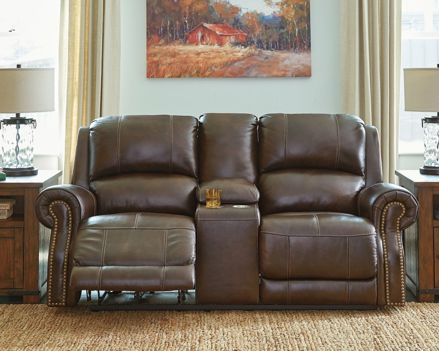 Living Room Ashley Furniture | Buncrana Power Reclining Loveseat With Console