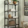 Home Office ACME | Gorden Weathered Oak & Antique Silver Bookshelf