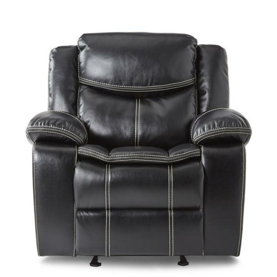 Living Room Homelegance (Homerica East) | Homelegance Furniture Bastrop Glider Reclining Chair In Black 8230Blk-1