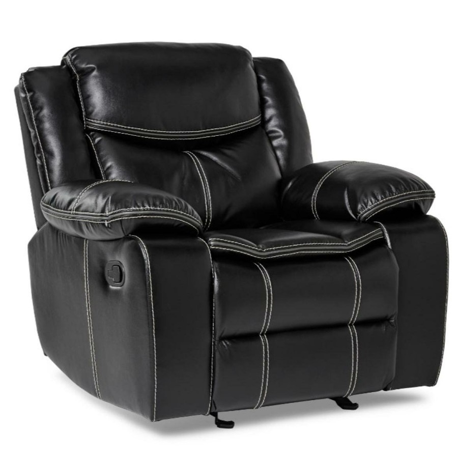 Living Room Homelegance (Homerica East) | Homelegance Furniture Bastrop Glider Reclining Chair In Black 8230Blk-1