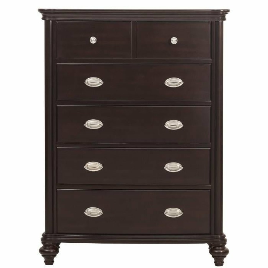 Bedroom Homelegance (Homerica East) | Homelegance Marston 5 Drawer Chest In Dark Cherry 2615Dc-9