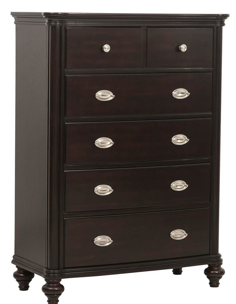 Bedroom Homelegance (Homerica East) | Homelegance Marston 5 Drawer Chest In Dark Cherry 2615Dc-9